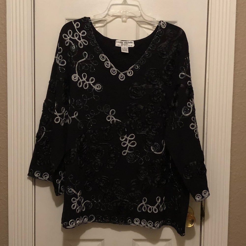 Black/Silver Dressy Top